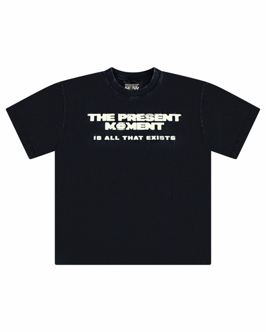 “The Present Moment Is All That Exists” Cropped Tee - Vintage Black